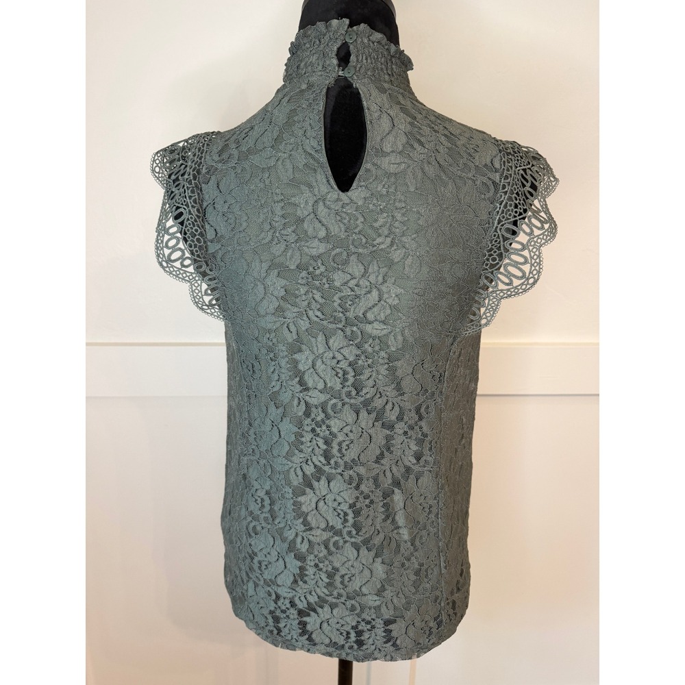 Cable & Gauge Sage Green Lace Mock‎ Neck Sleeveless Top XS NWT - Picture 4 of 8